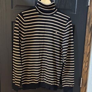 Lauren Ralph Lauren Black and Gold Striped Turtleneck Sweater
